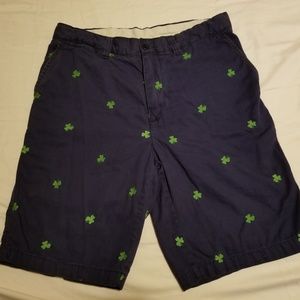 Navy blue shorts with lucky shamrocks!!